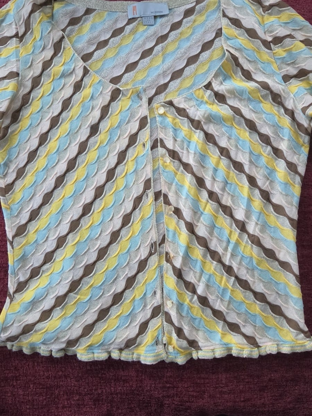 Missoni Pastel Wave Knit Top — Yellow, Light Blue, Beige, Brown